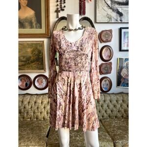 70s Sundays Child Marble Print Smock Bustier Mini Dress Size S/M